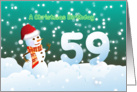 59th Birthday on Christmas - Snowman and Snow card