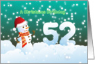 52nd Birthday on Christmas - Snowman and Snow card