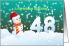 48th Birthday on Christmas - Snowman and Snow card