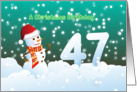 47th Birthday on Christmas - Snowman and Snow card