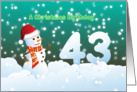43rd Birthday on Christmas - Snowman and Snow card