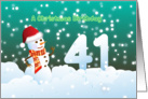 41st Birthday on Christmas - Snowman and Snow card