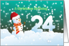 24th Birthday on Christmas - Snowman and Snow card