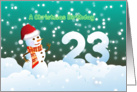 23rd Birthday on Christmas - Snowman and Snow card