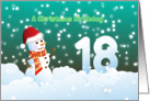 18th Birthday on Christmas - Snowman and Snow card