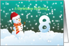 8th Birthday on Christmas - Snowman and Snow card