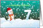 7th Birthday on Christmas - Snowman and Snow card
