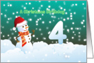 4th Birthday on Christmas - Snowman and Snow card