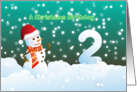2nd Birthday on Christmas - Snowman and Snow card