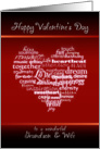 Happy Valentine’s Day Grandson and Wife - Heart card