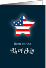 4th of July Birthday - U.S. Flag and Star card