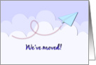 We’ve moved - paper plane card