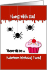 Halloween Birthday Party - Spiders and Cupcake card