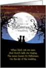 Halloween Wedding Invitation - Black Cats, Moon and Dead Trees card