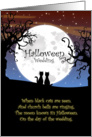 Congrats on Your Halloween Wedding - Cats, Moon and Dead Trees card