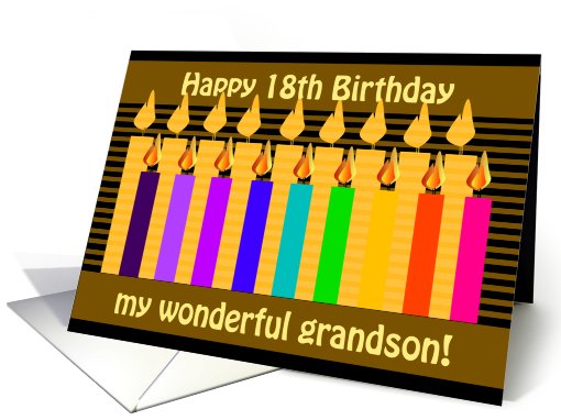18th Birthday Grandson - Cake, Candles, Fireworks and... (704177)