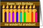 18th Birthday Grandson - Cake, Candles, Fireworks and Mailing Envelope card
