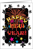 Happy New Year - Fireworks and Confetti card