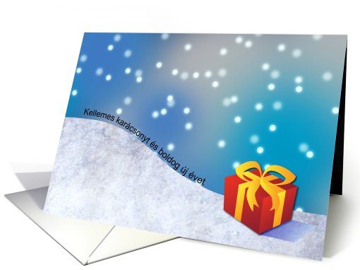 Hungarian Christmas and New Year Greetings - Gift and Snow card