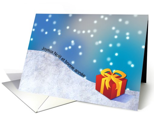 French Christmas and New Year Greetings - Gift and Snow card (715243)