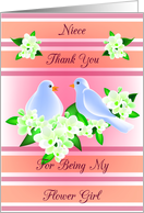 Niece Thank You For Being My Flower Girl - Doves and Fresia card