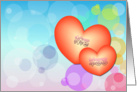 Happy Valentine’s Day - Colorful Bubbles and Two Hearts card