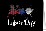 Labor Day - Red, Blue and White Ink Splatter card