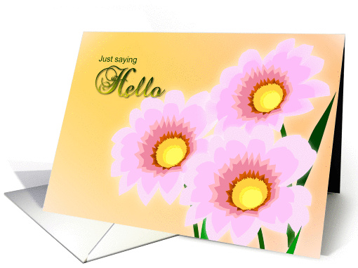 Just Saying Hello - 3 Pink Flowers card (910495)