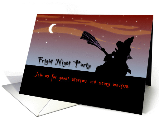Halloween Fright Night Party - Moon & Witch card (957767)