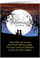 Halloween Wedding Invitation - Black Cats, Moon and Dead Trees card