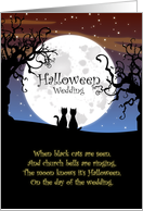 Congrats on Your Halloween Wedding - Cats, Moon and Dead Trees card