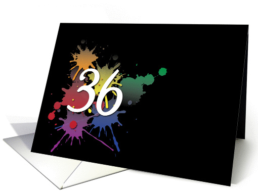 36th Birthday - Colorful Ink Splatter card (977137)