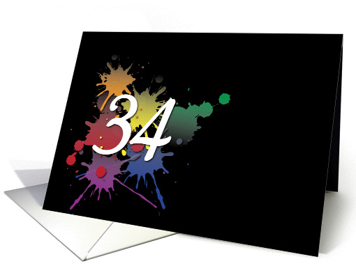 34th Birthday - Colorful Ink Splatter card (977143)