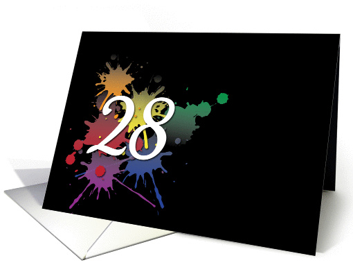 28th Birthday - Colorful Ink Splatter card (977177)