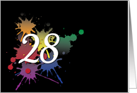28th Birthday - Colorful Ink Splatter card
