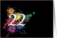 22nd Birthday - Colorful Ink Splatter card