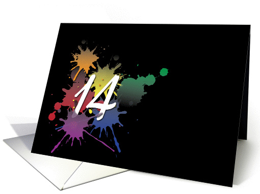 14th Birthday - Colorful Ink Splatter card (977589)