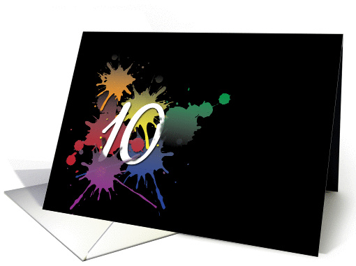 10th Birthday - Colorful Ink Splatter card (981699)