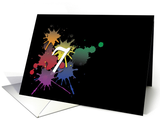 7th Birthday - Colorful Ink Splatter card (981703)