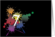 7th Birthday - Colorful Ink Splatter card