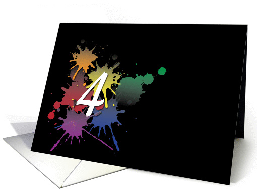 4th Birthday - Colorful Ink Splatter card (981711)