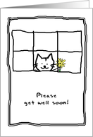 Get Well - Cat, Flower card