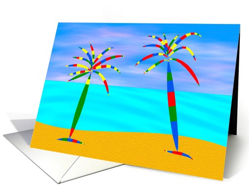 Have A Happy Vacation -  Beach and Palm Trees card (649025)