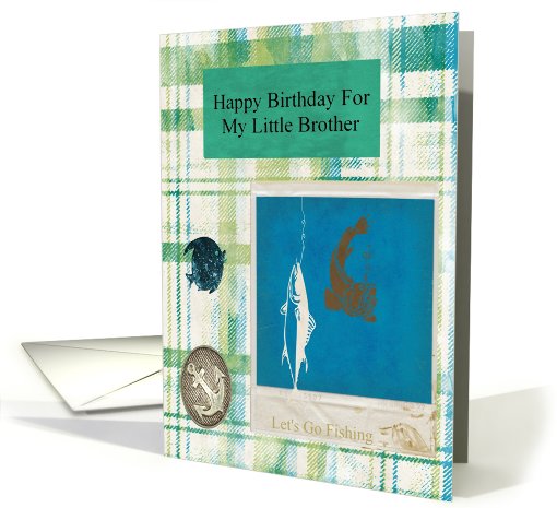 happy birthday fishing little brother card (591993)