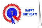 Happy Birthday! (Number One Red White Blue Ribbon) card