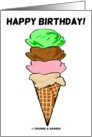Happy Birthday! (Quadruple Scoop Ice Cream Cone) card