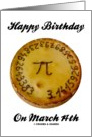 Happy Birthday! On March 14th (Pi On A Pie) card