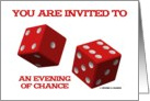 You Are Invited To An Evening Of Chance (Two Red Dice) card