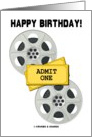 Happy Birthday! (Two Movie Reels Admit One Tickets) card