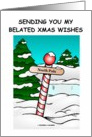 Sending You My Belated Xmas Wishes (North Pole Cartoon) card